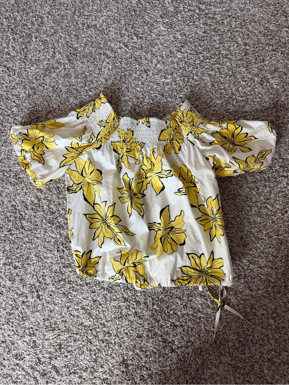 Marc New York White Off-Shoulder Top with Yellow Floral Print
